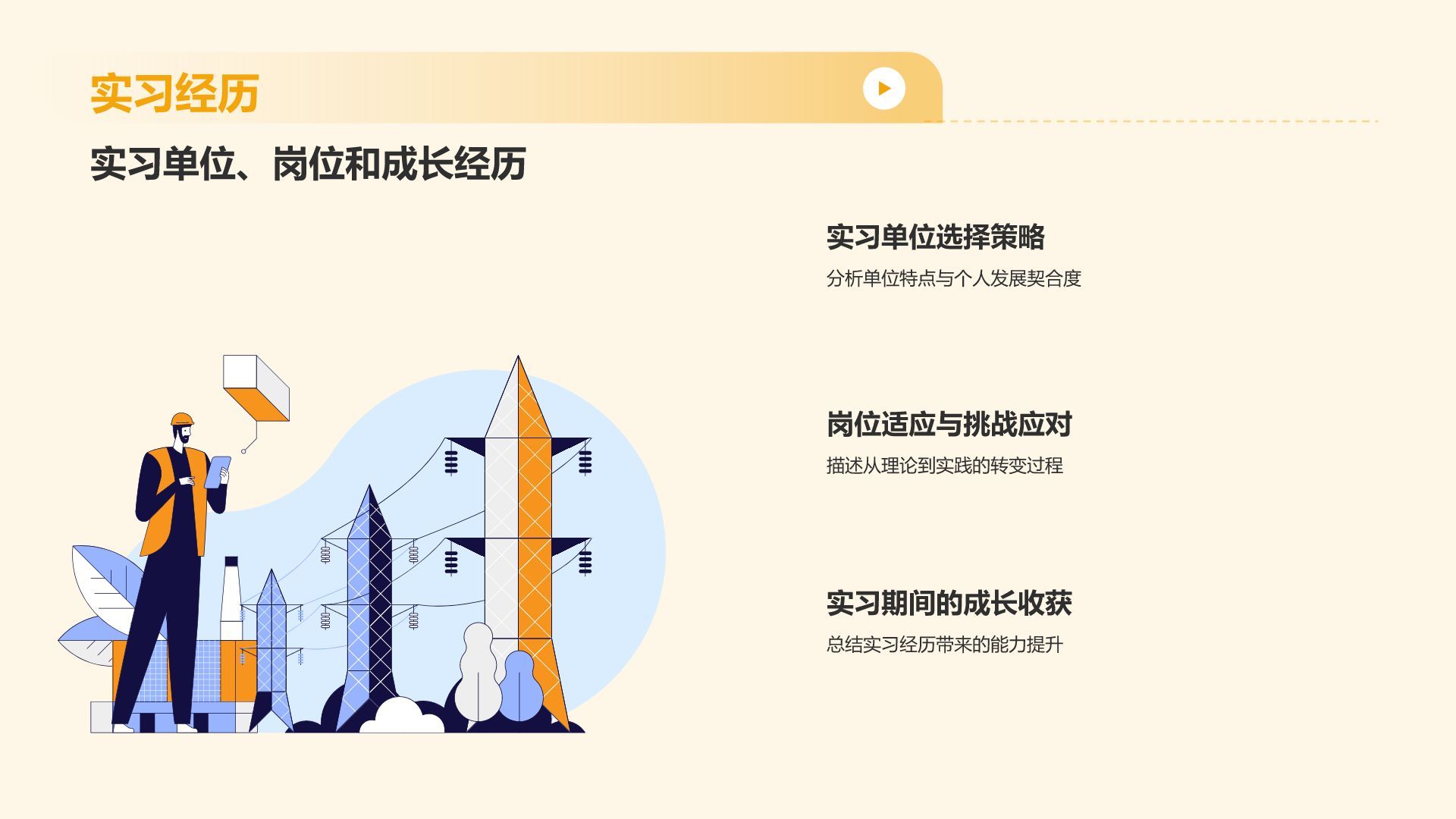 橙色插画风大学生专业课汇报PPT模板