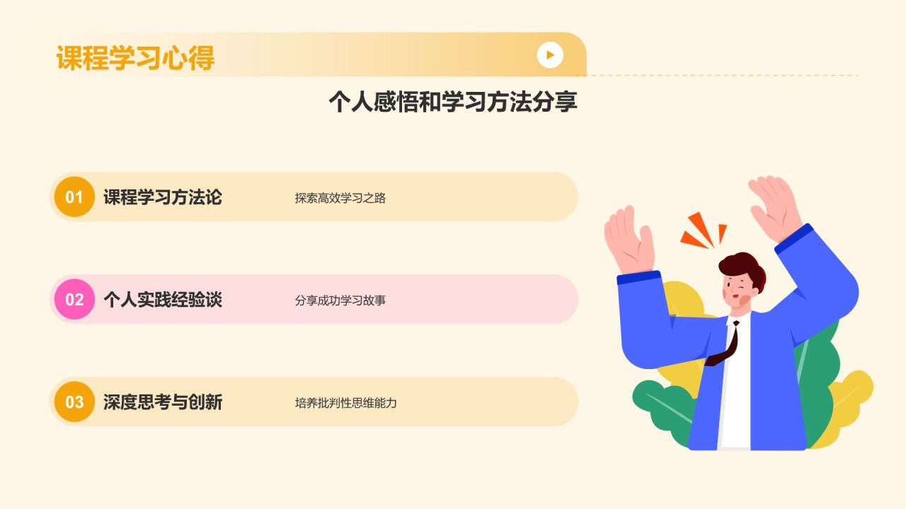 橙色插画风大学生专业课汇报PPT模板