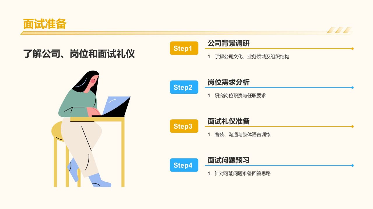 橙色插画风求职简历PPT模板