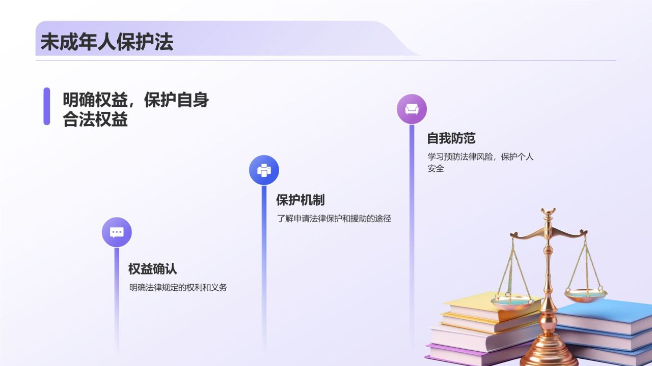 紫色3D风校园普法PPT模板