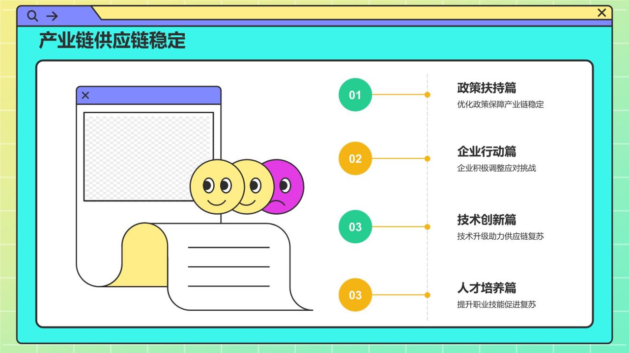 橙色孟菲斯复工PPT模板