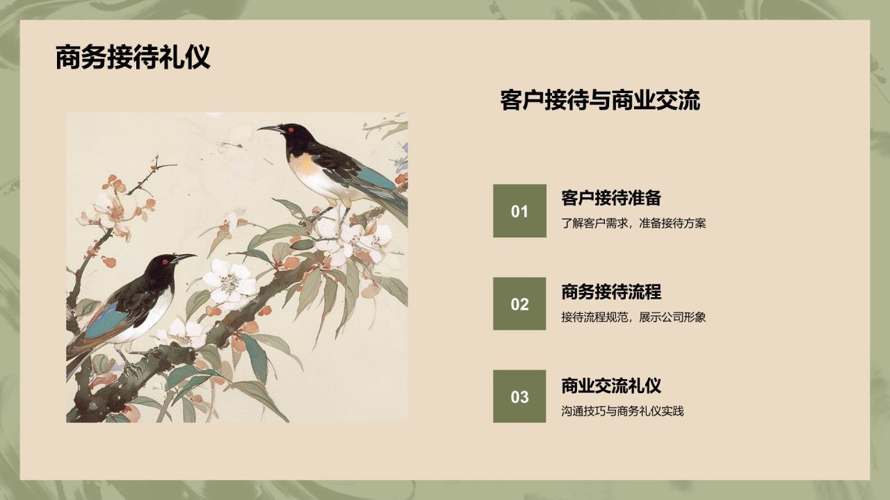 蓝色水墨风文化礼仪PPT模板