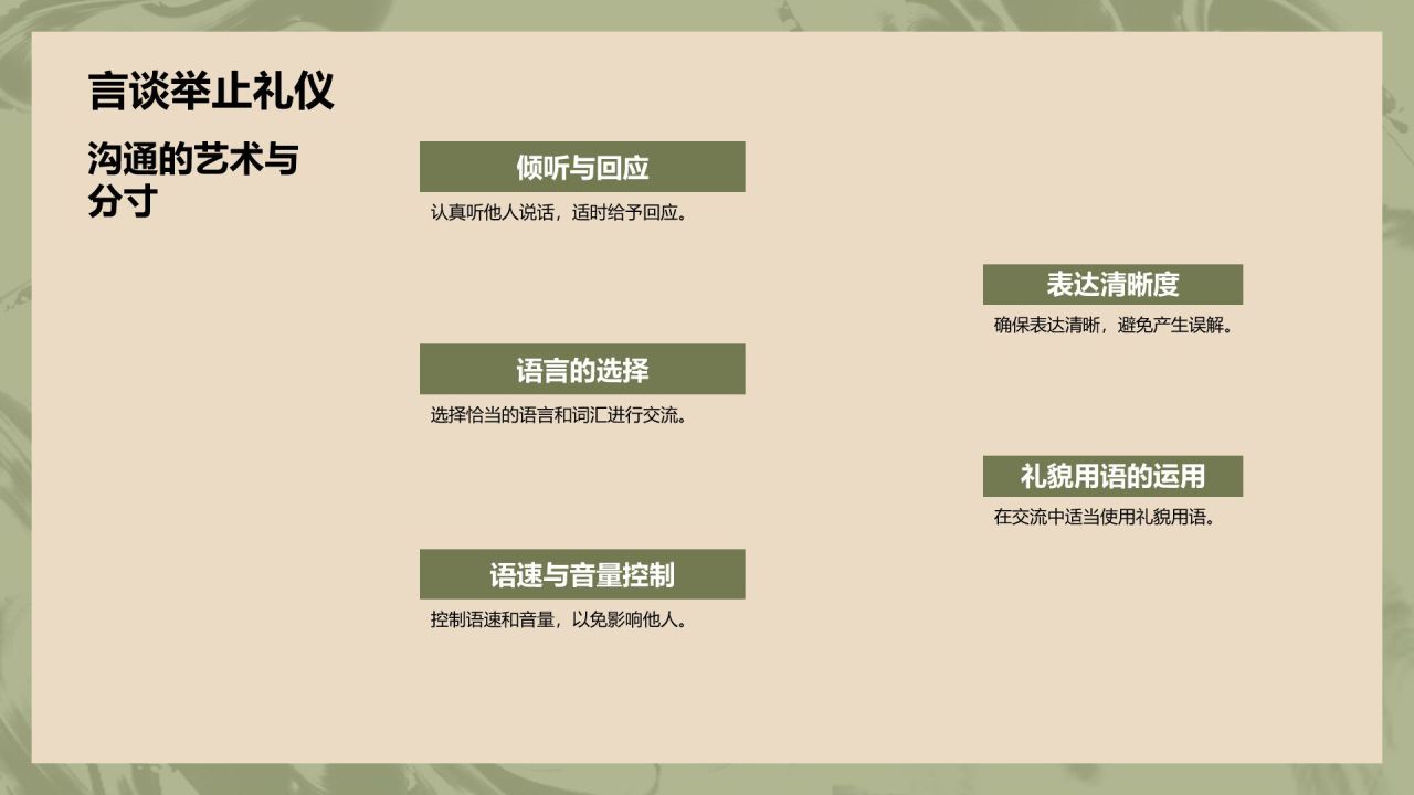 蓝色水墨风文化礼仪PPT模板
