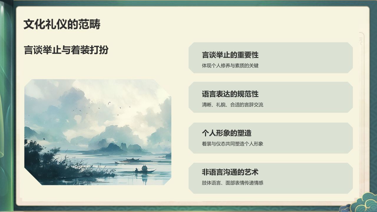 蓝色水墨风文化礼仪PPT模板