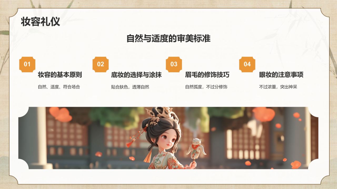 橙色水墨风文化礼仪PPT模板