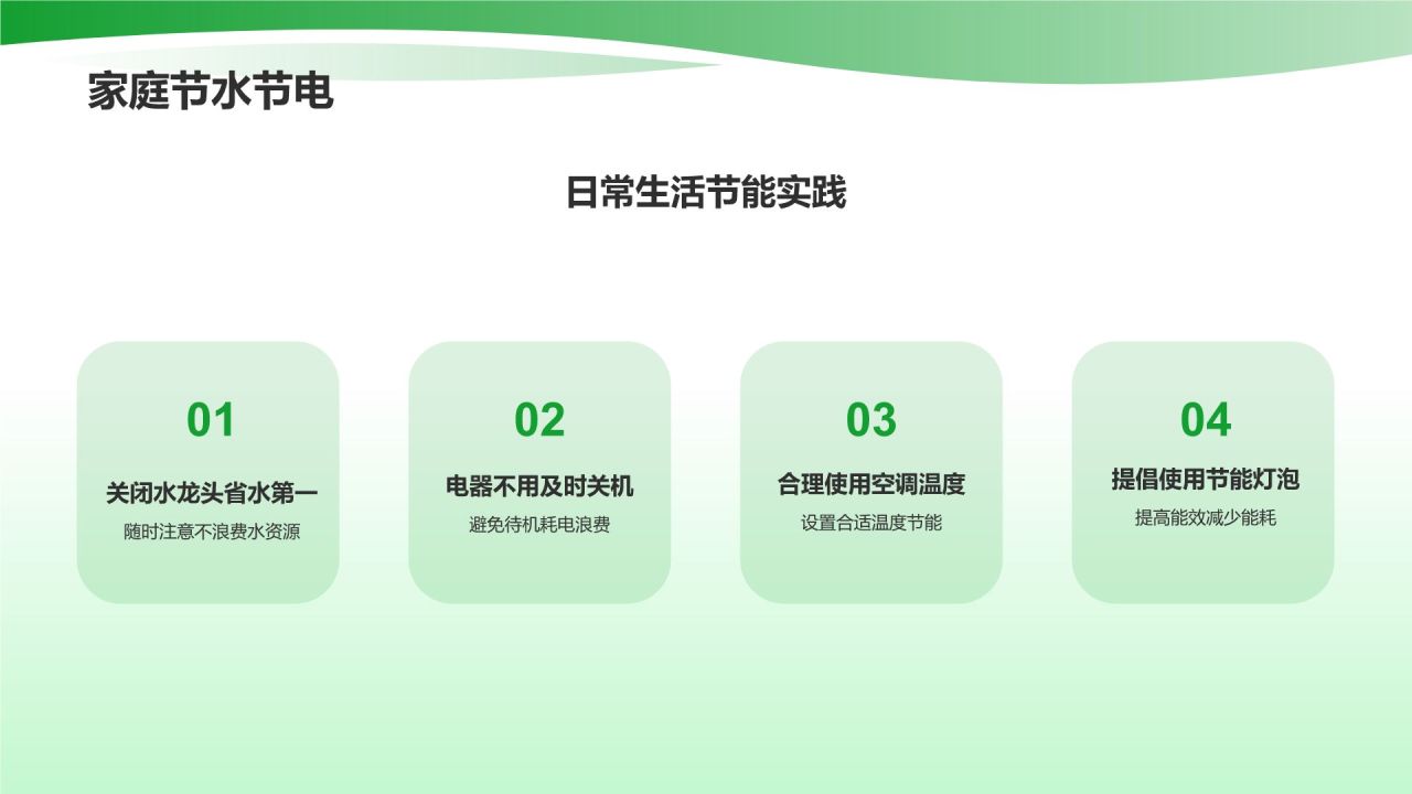 绿色简约风节水节电PPT模板