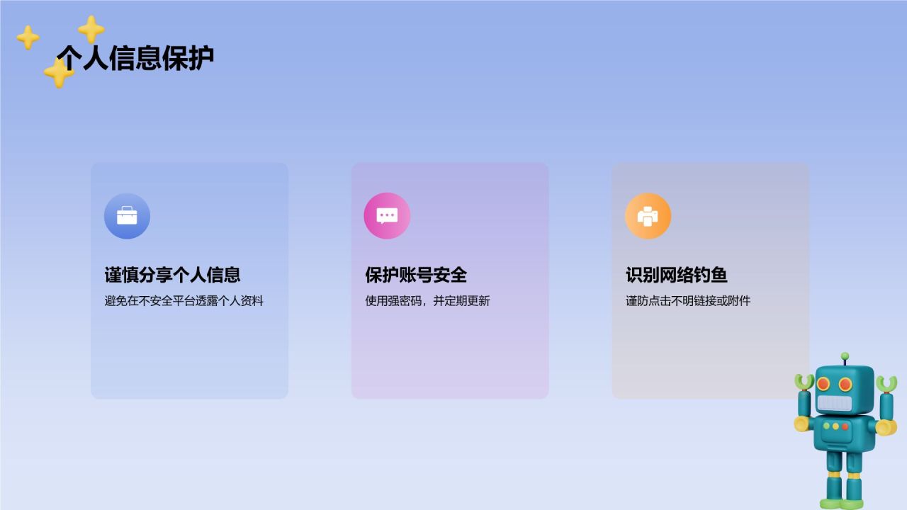 蓝色3D风假期安全PPT模板