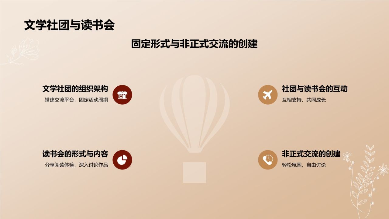 黄色插画风文学分享PPT模板