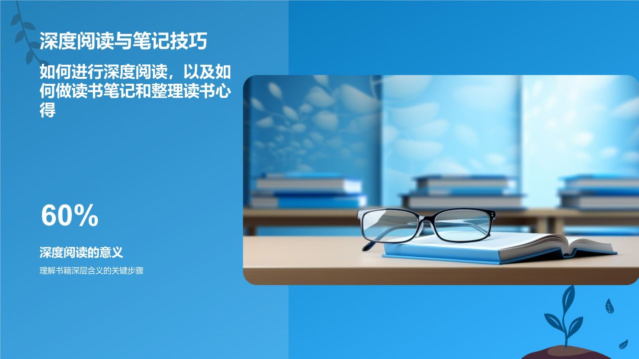 蓝色插画风读书分享PPT模板