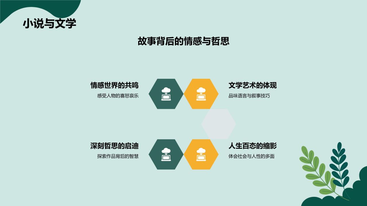 绿色插画风读书分享PPT模板