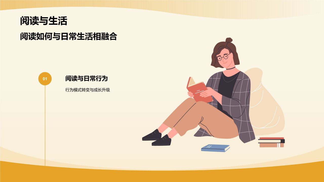 橙色插画风读书分享PPT模板