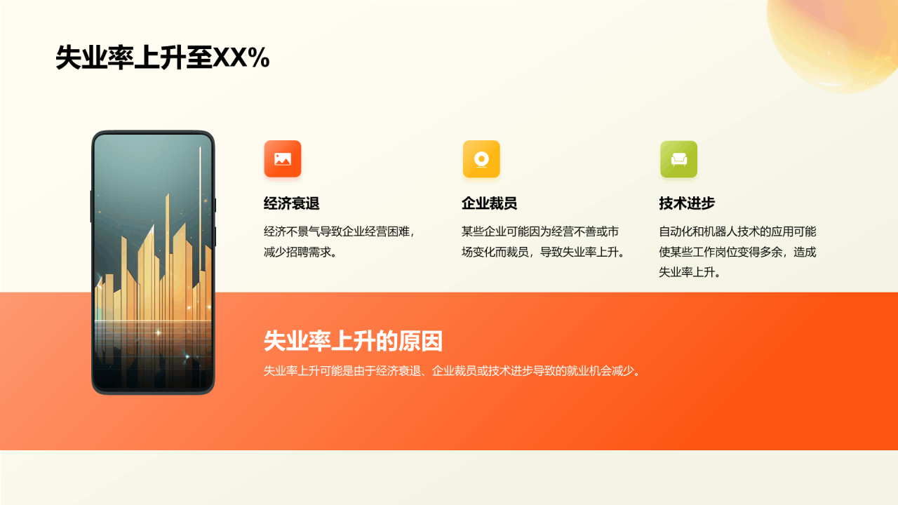 橙色创意3D风宏观经济形势分析PPT模板