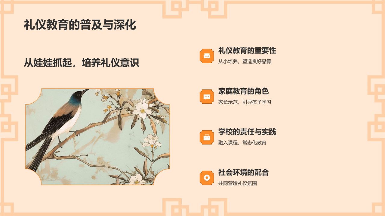 橙色水墨风文化礼仪PPT模板