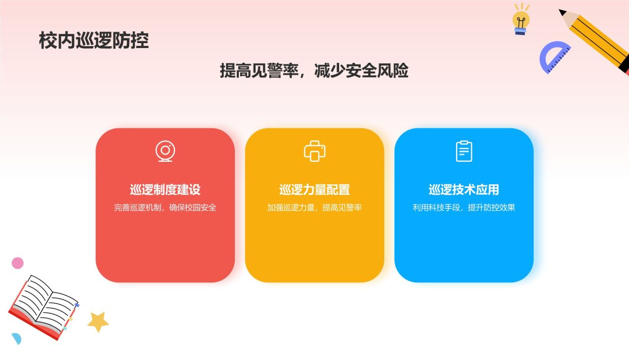 黄色卡通风校园安全PPT模板