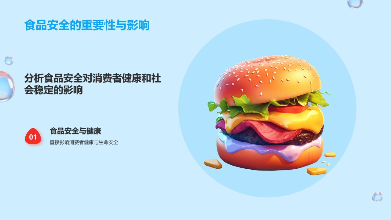 红色3D风食品安全PPT模板
