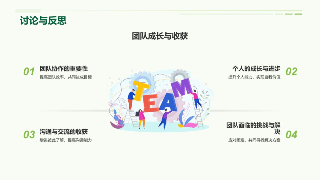 绿色插画风小组作业汇报PPT模板