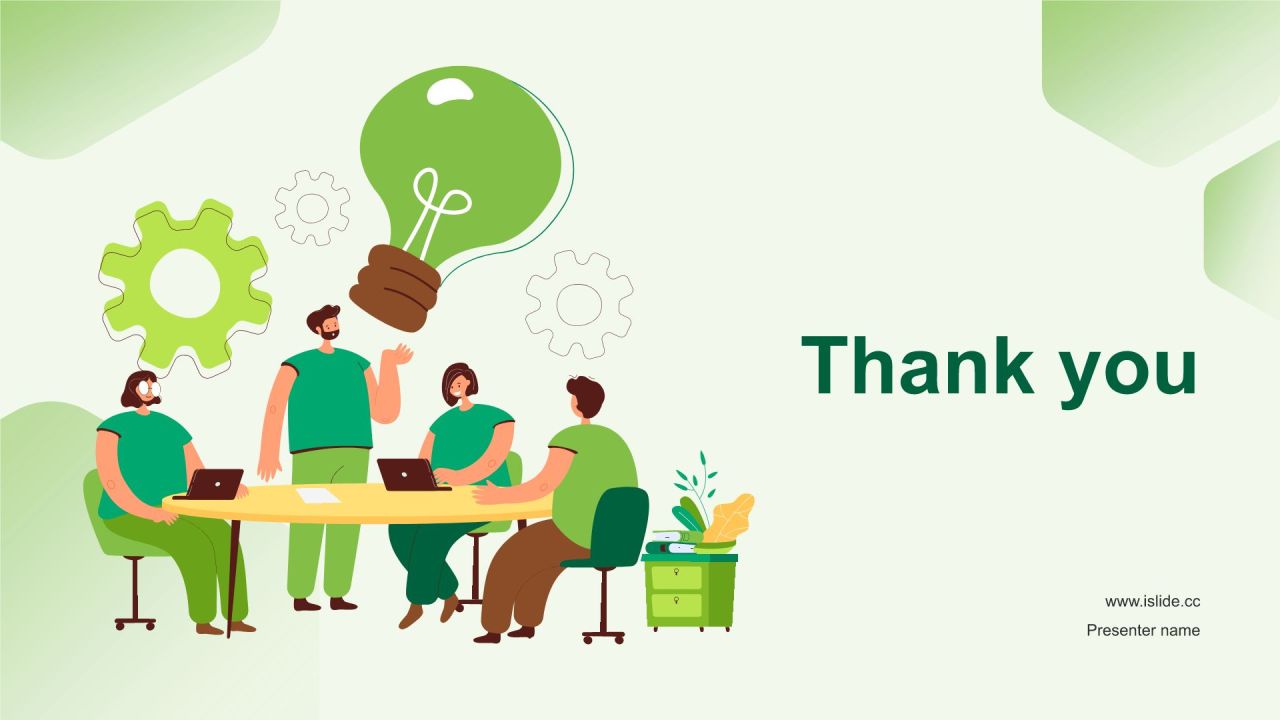 绿色插画风小组作业汇报PPT模板