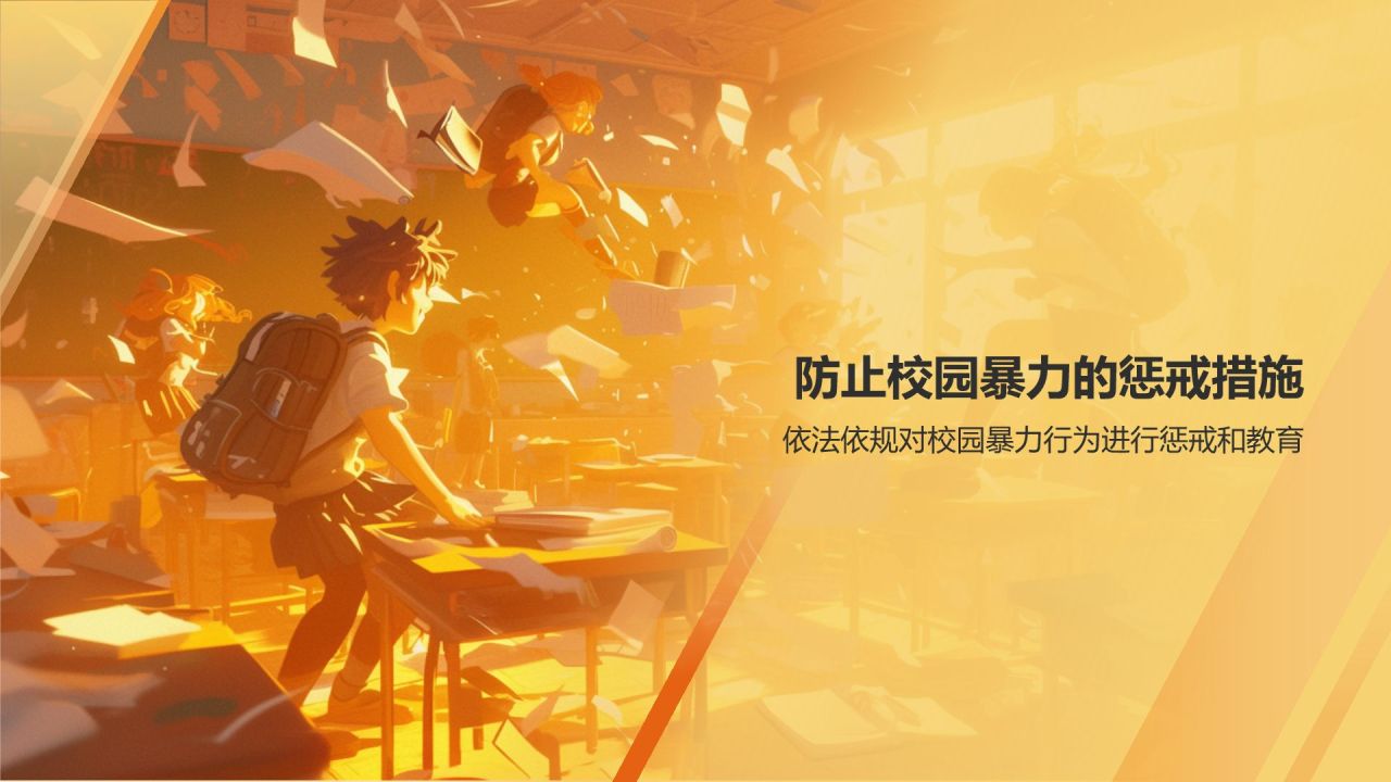橙色3D风防止校园暴力PPT模板