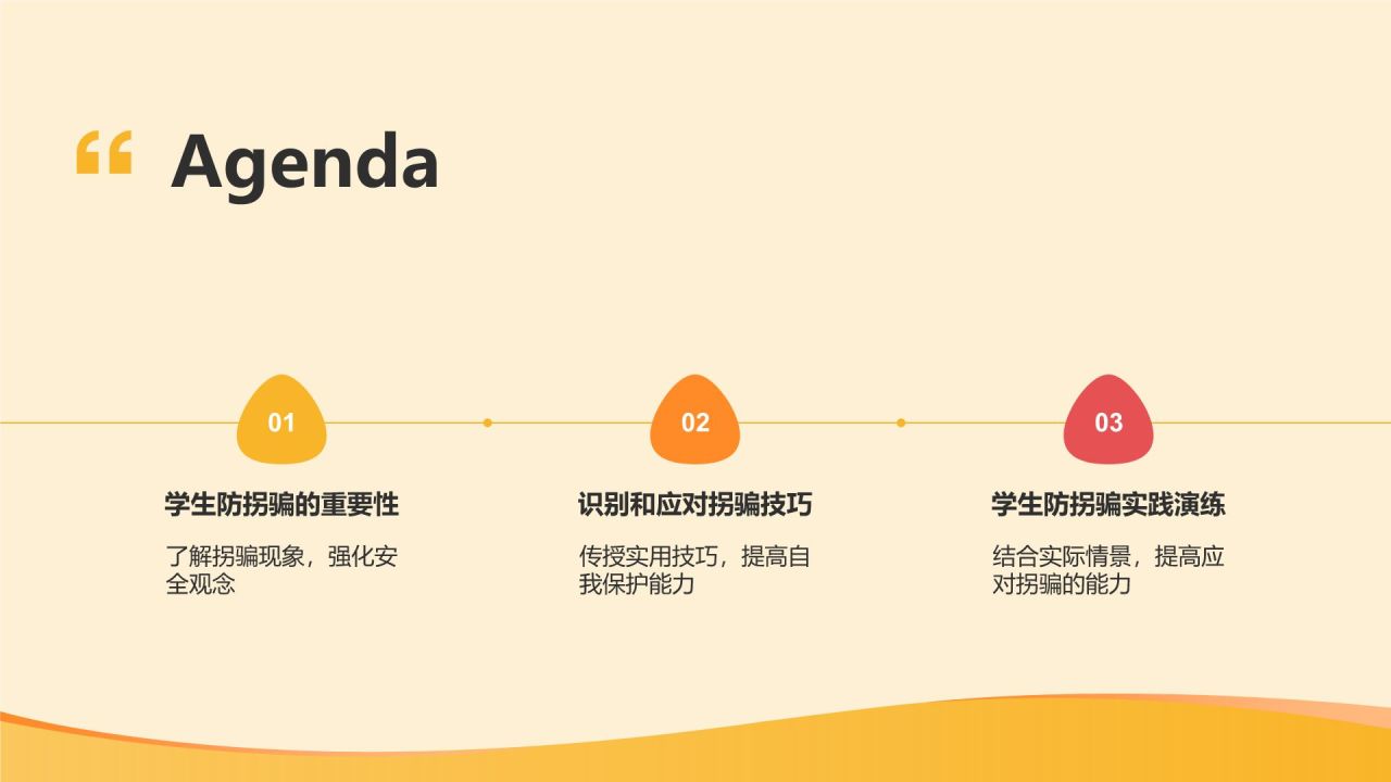 橙色卡通风学生防拐骗PPT模板