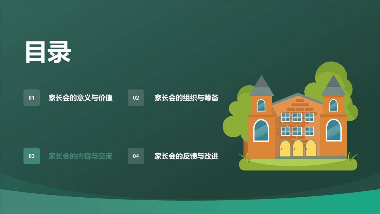 绿色渐变风家长会PPT模板
