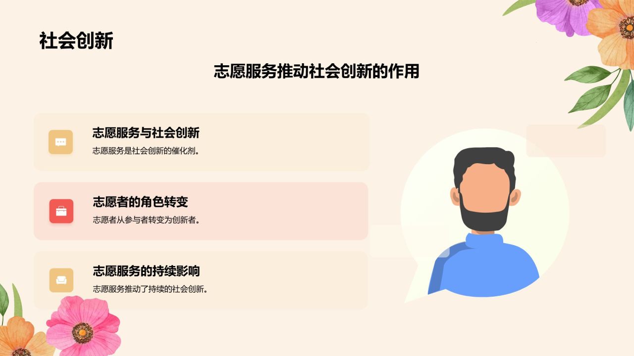 橙色商务风志愿者PPT模板