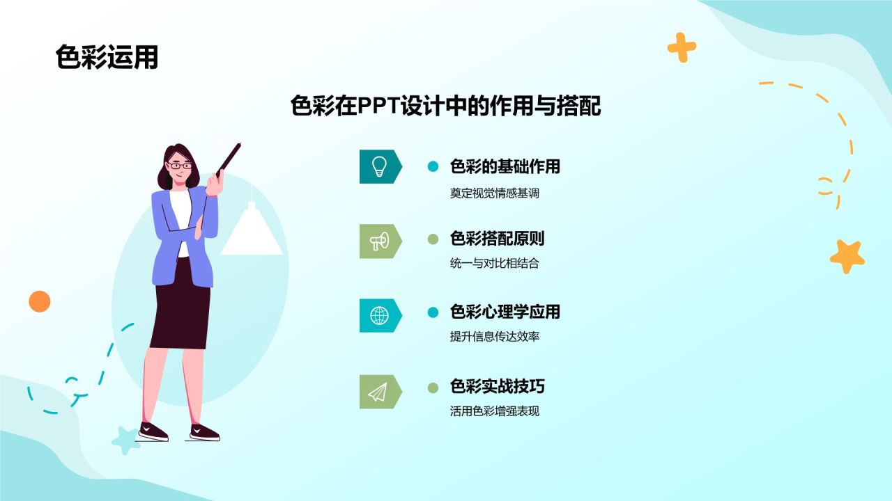蓝色插画风教学各学科PPT模板