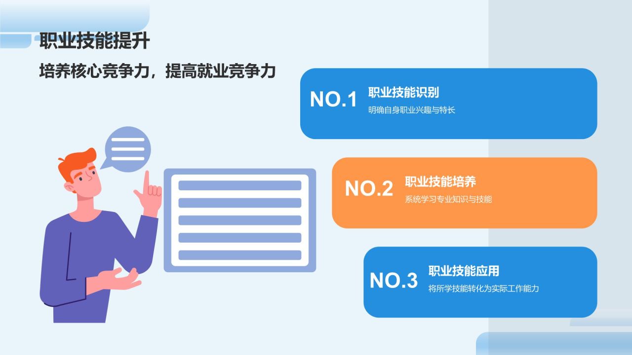 蓝色插画风大学生就业指导PPT模板
