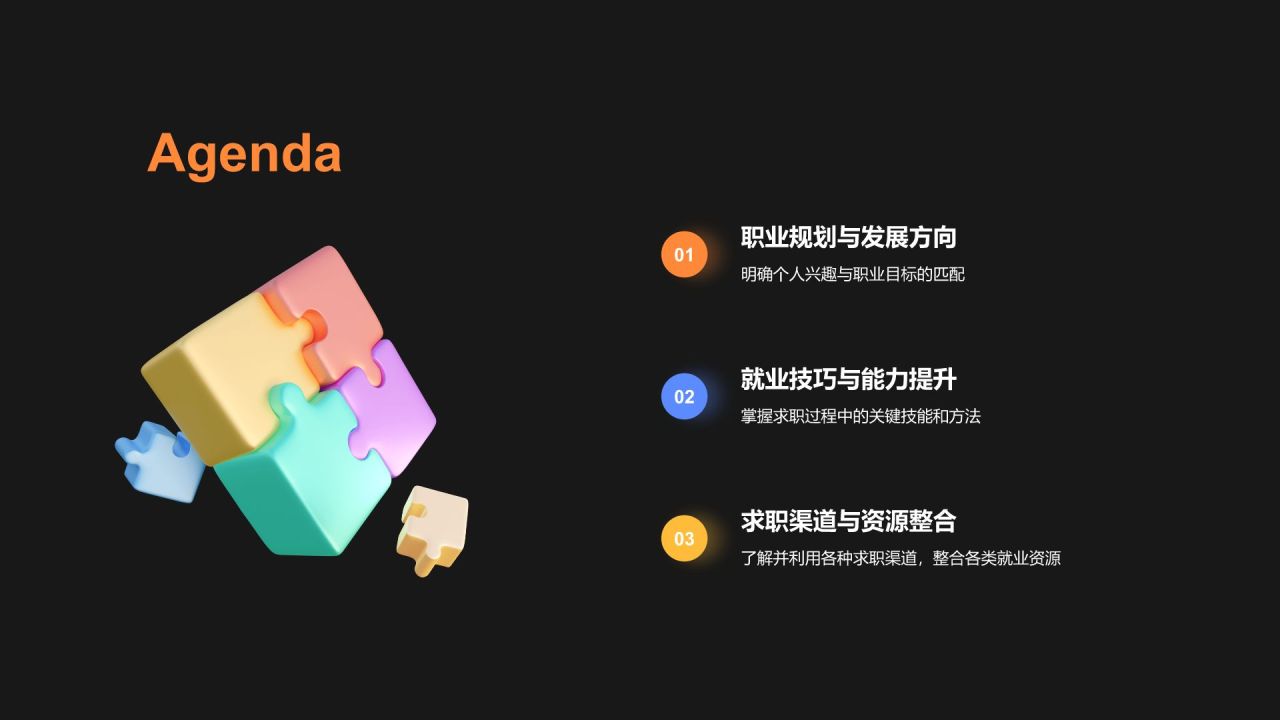 橙色3D风大学生就业指导PPT模板