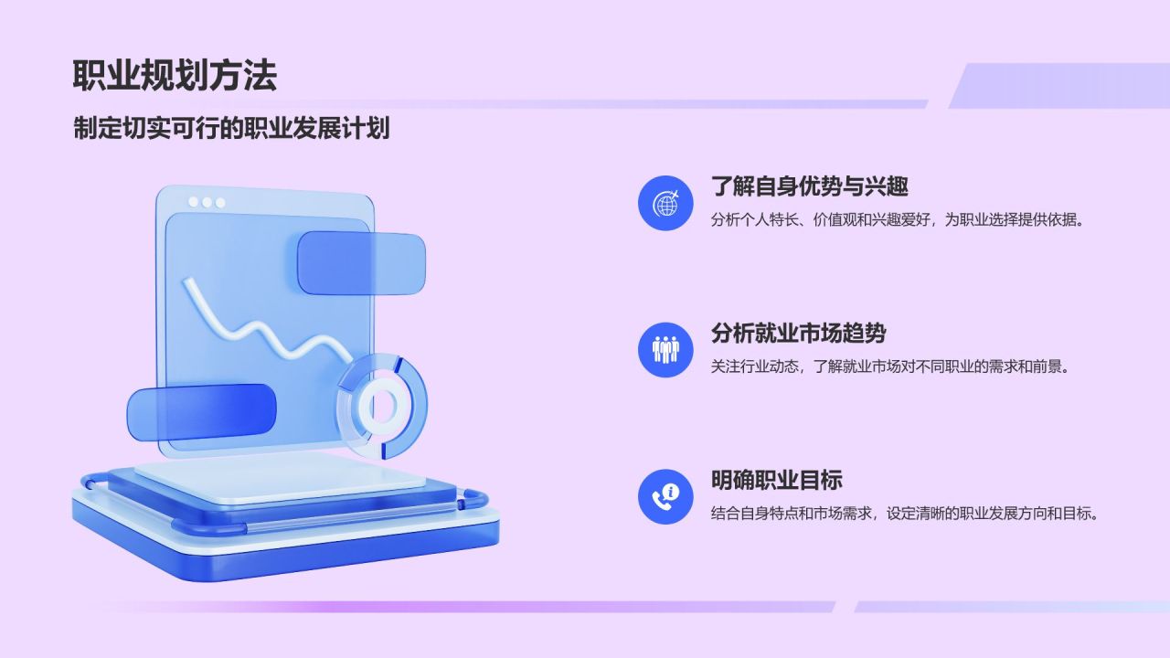 蓝色3D风大学生就业指导PPT模板