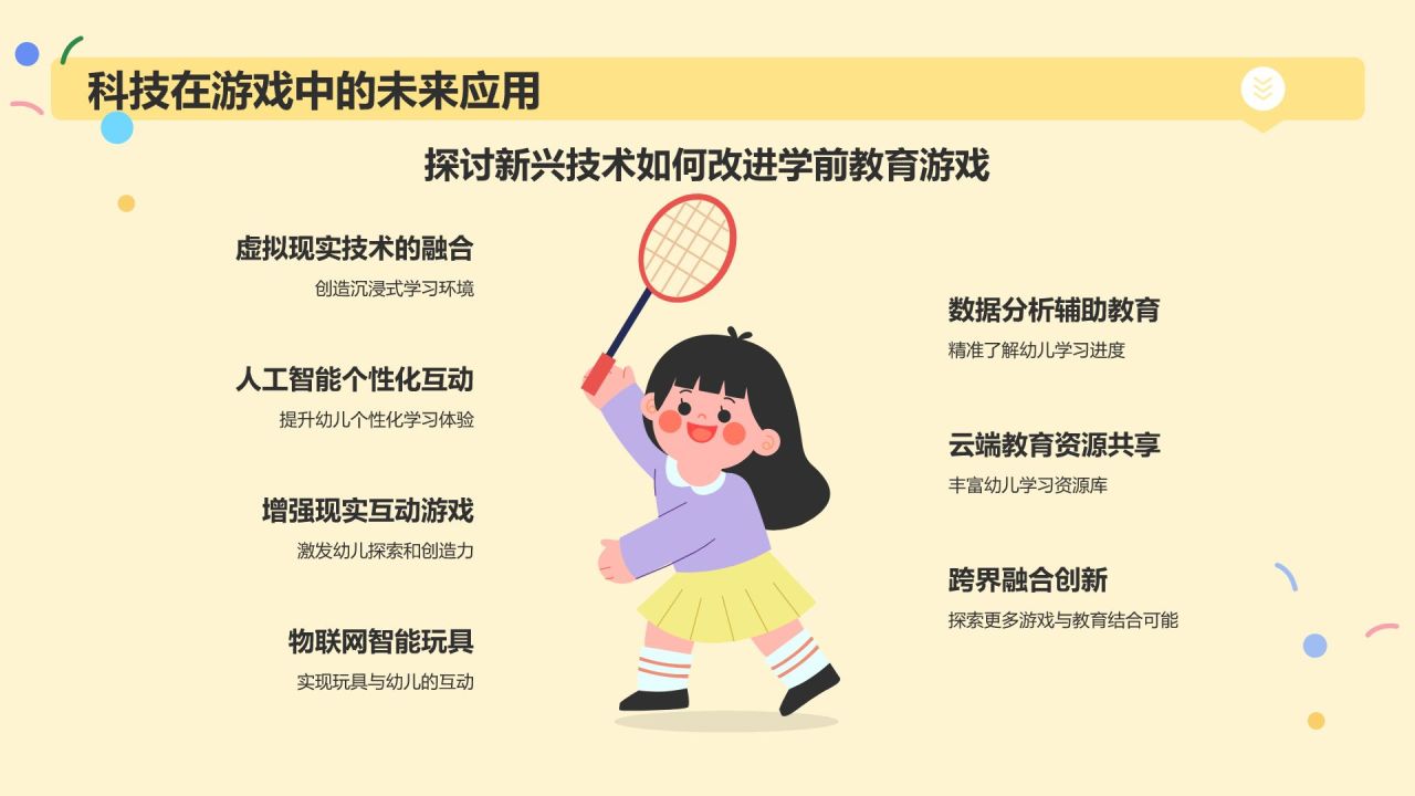 黄色卡通风学前教育游戏PPT模板