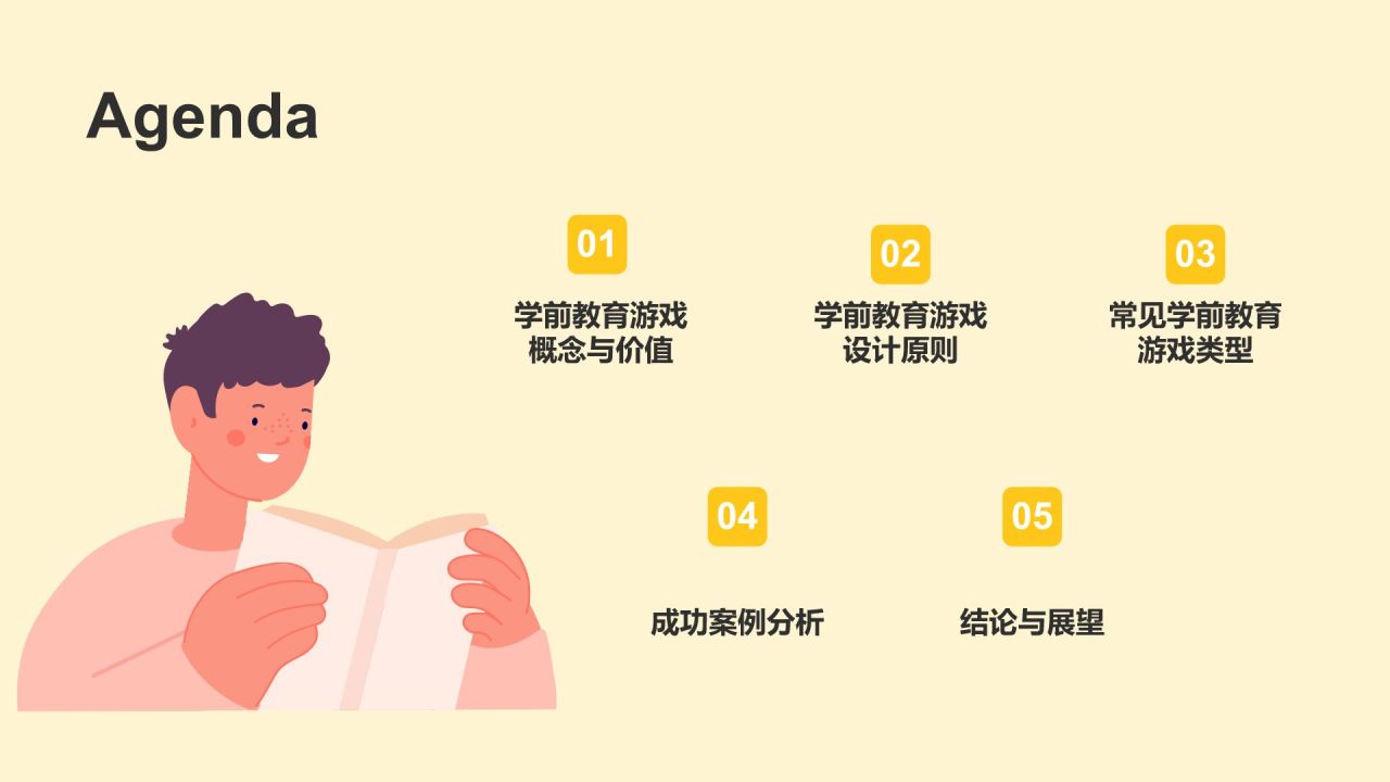 黄色卡通风学前教育游戏PPT模板