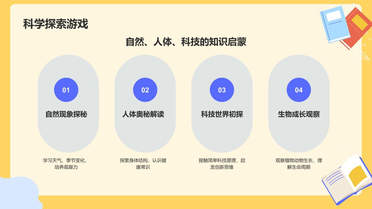 橙色插画风学前教育游戏PPT模板