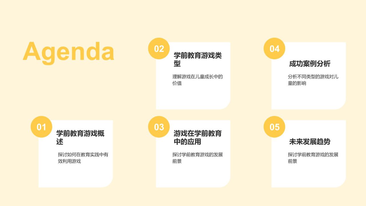 黄色卡通风学前教育游戏PPT模板