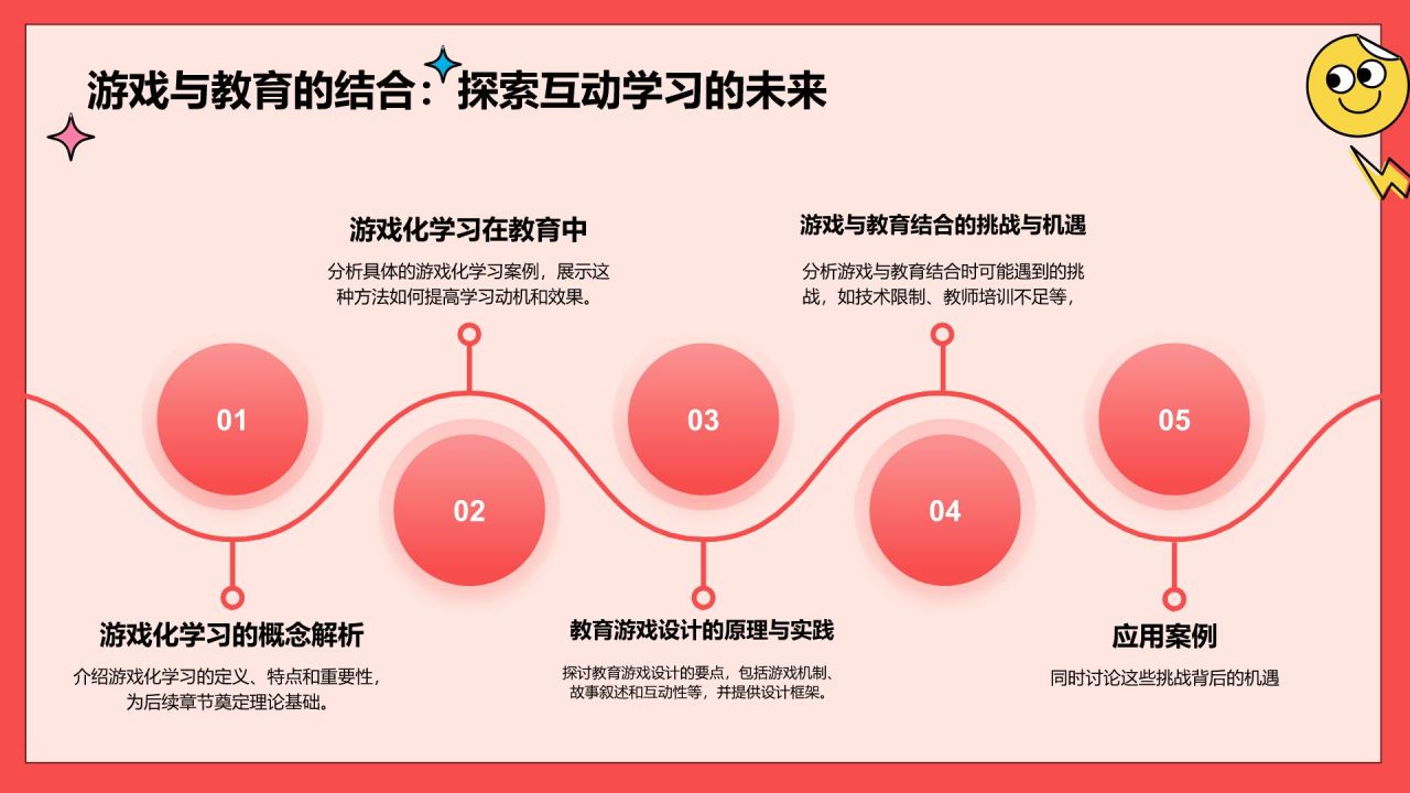 红色卡通风学前教育游戏PPT模板
