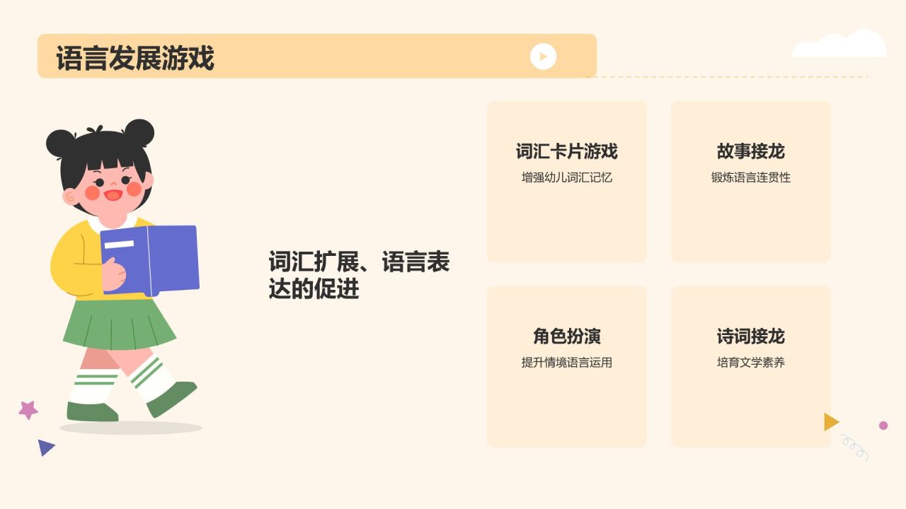黄色卡通风学前教育游戏PPT模板