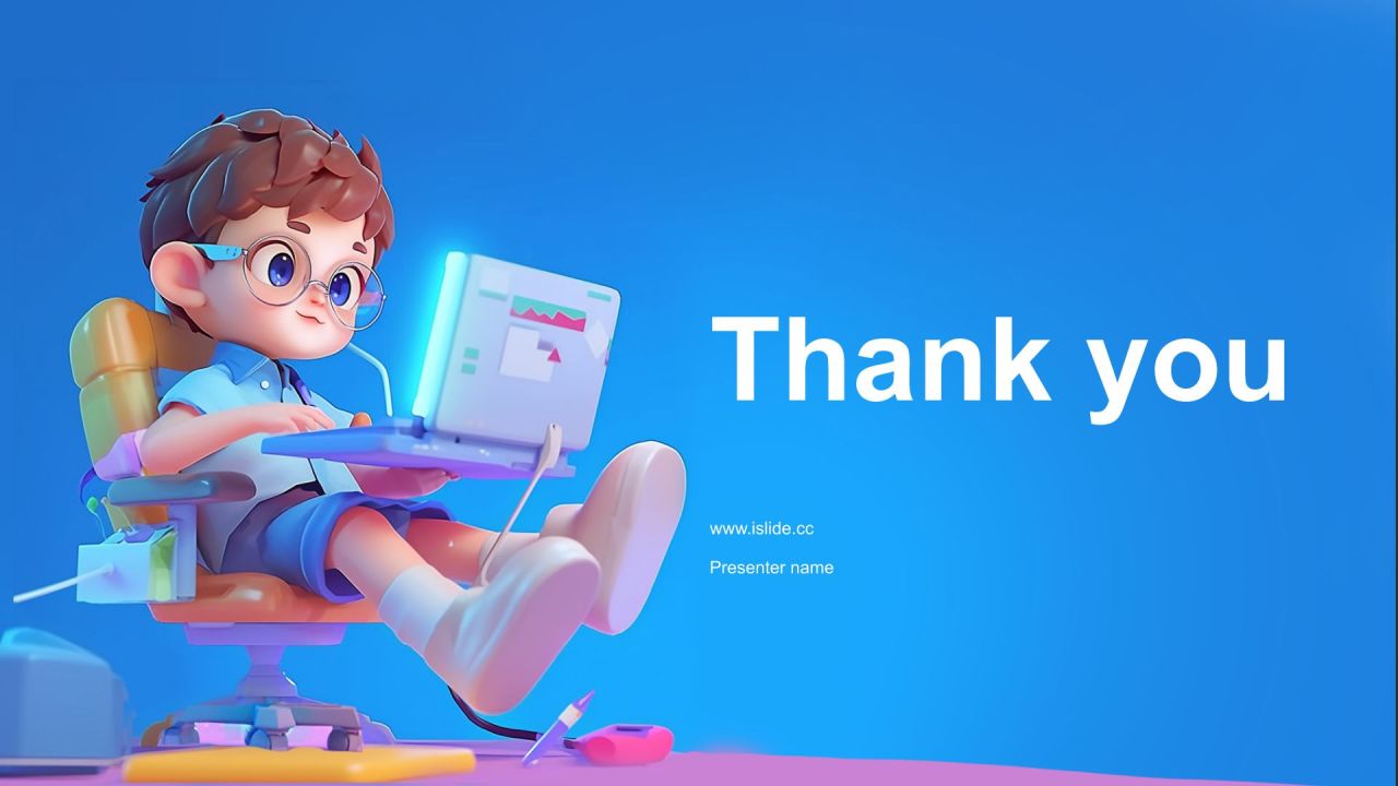蓝色3D风学生网络防沉迷PPT模板
