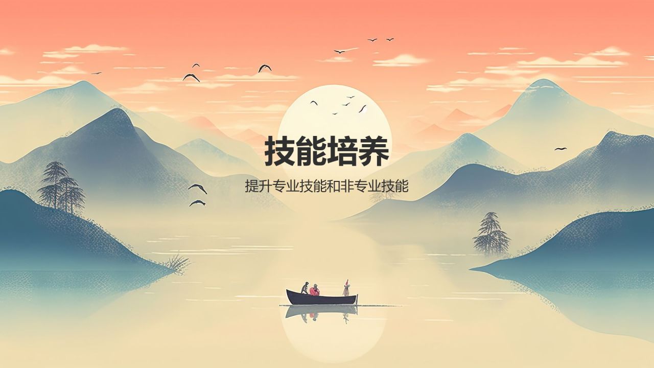 橙灰色水墨风大学生就业能力展示PPT模板