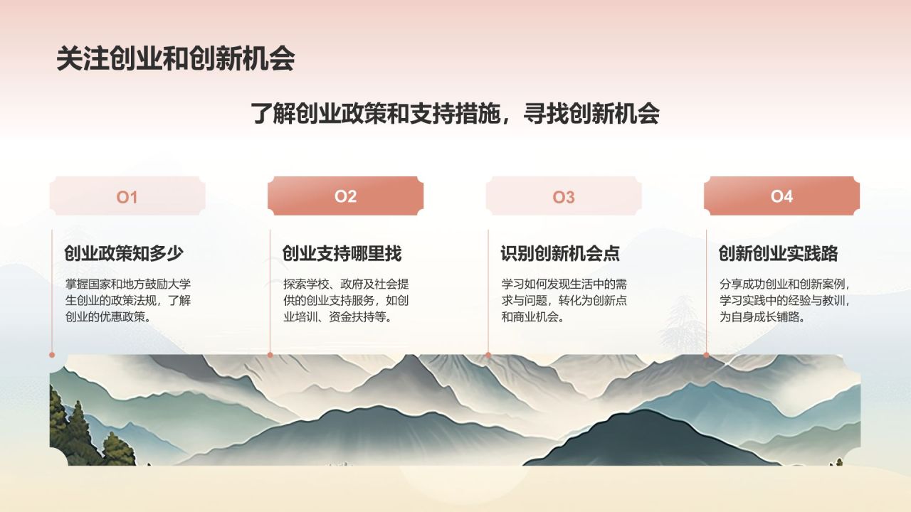 橙灰色水墨风大学生就业能力展示PPT模板