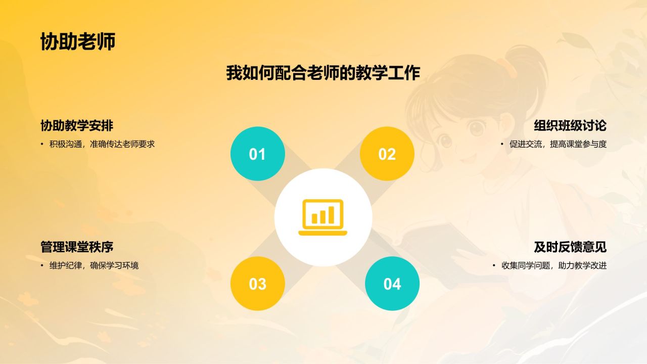 橙色手绘风班委竞选自我介绍PPT模板