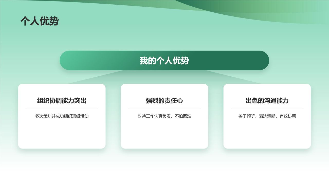 绿色小清新班委竞选自我介绍PPT模板