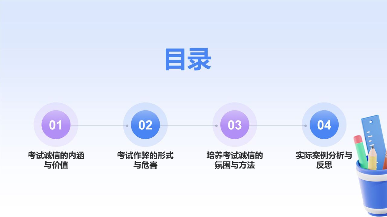 紫色3D风考试诚信PPT模板