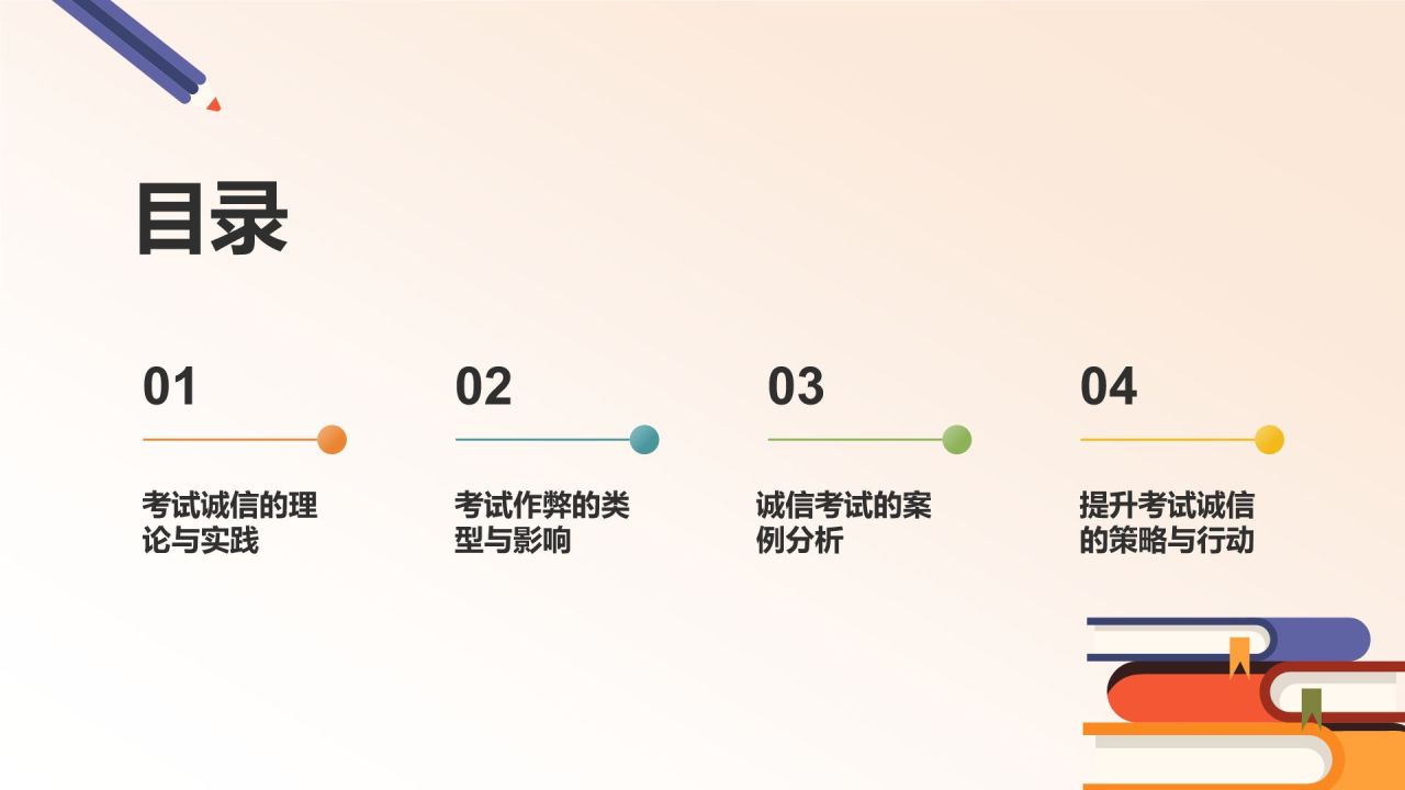 橙色插画风考试诚信PPT模板
