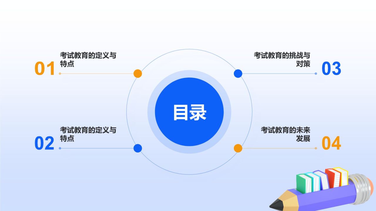 蓝色3D风考试教育PPT模板