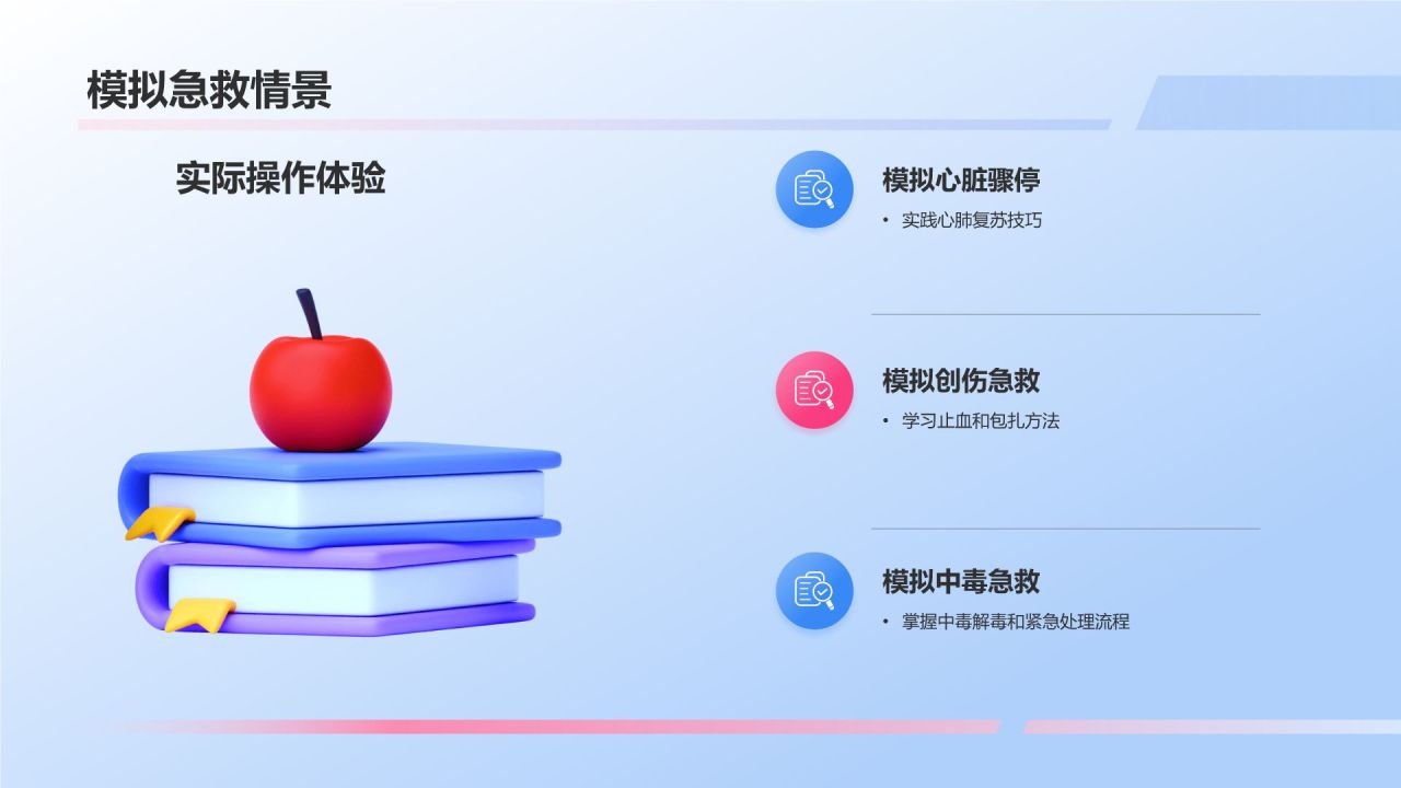 蓝色3D风急救培训PPT模板