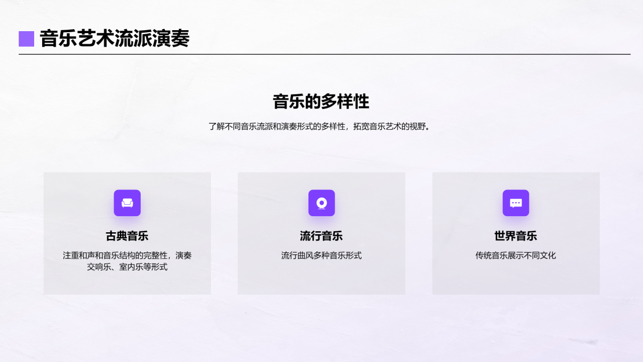 紫色文艺简约艺术学专业介绍PPT模板