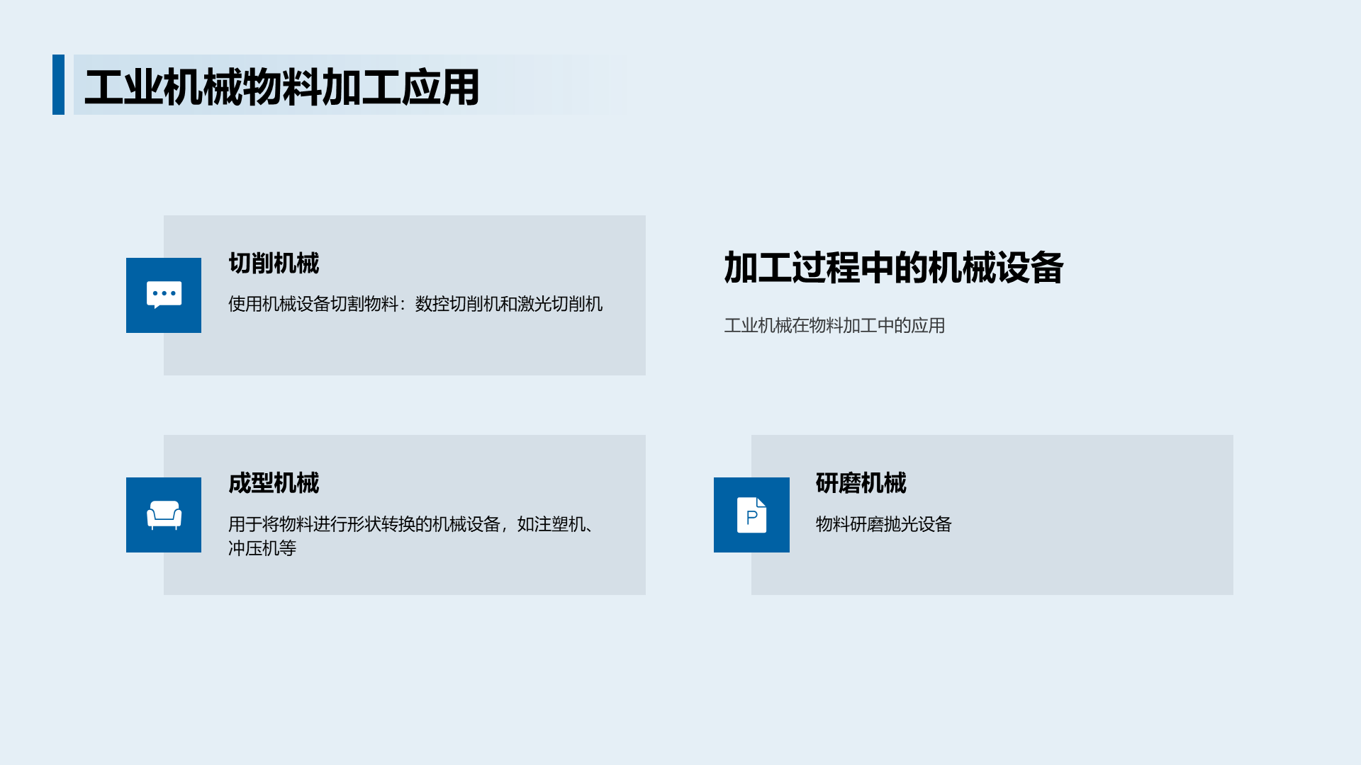 蓝色商务简约工业机械基本介绍PPT模板