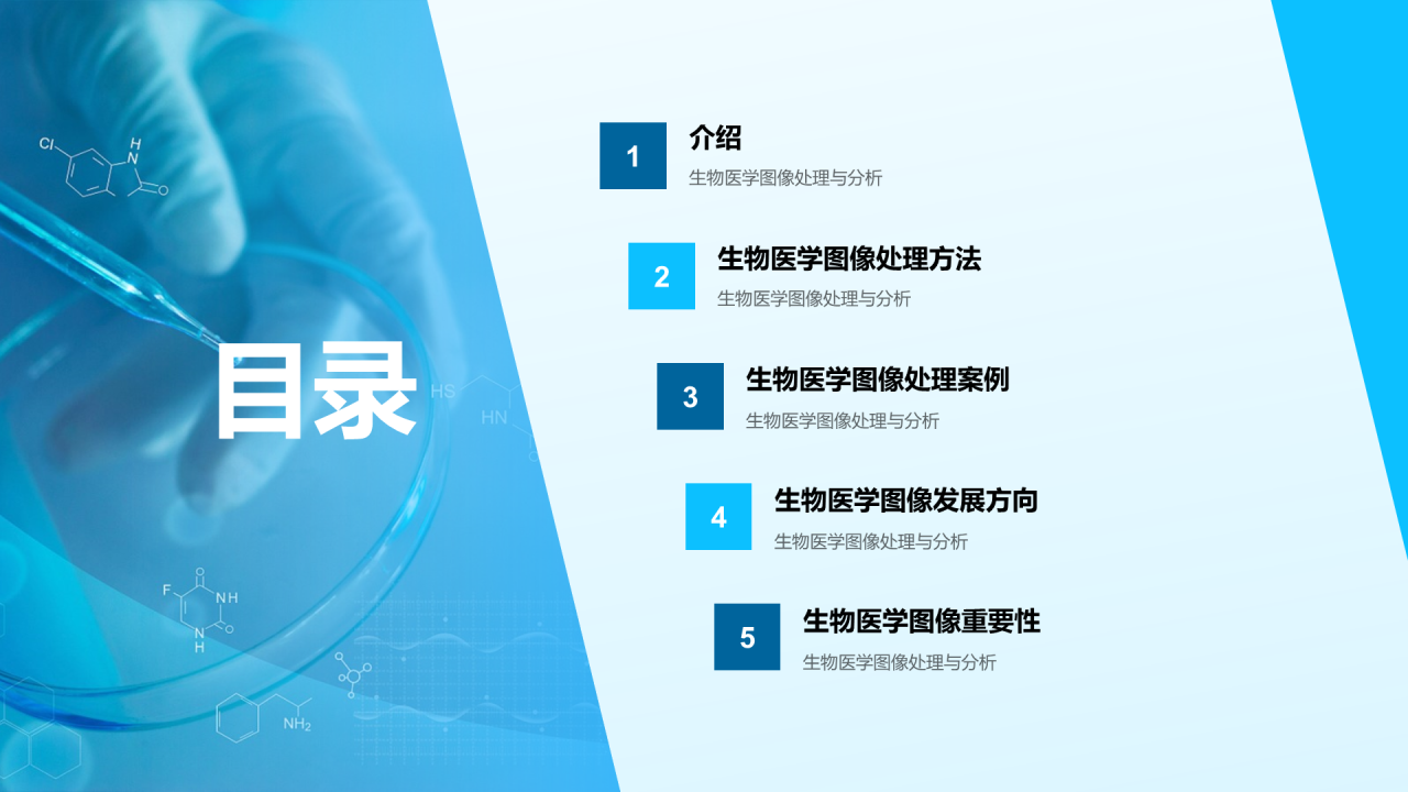 蓝色简约现代生物医学图像PPT模板