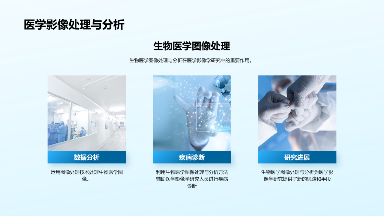 蓝色简约现代生物医学图像PPT模板