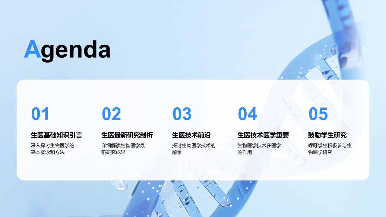 蓝色创意生物医学技术探秘PPT模板