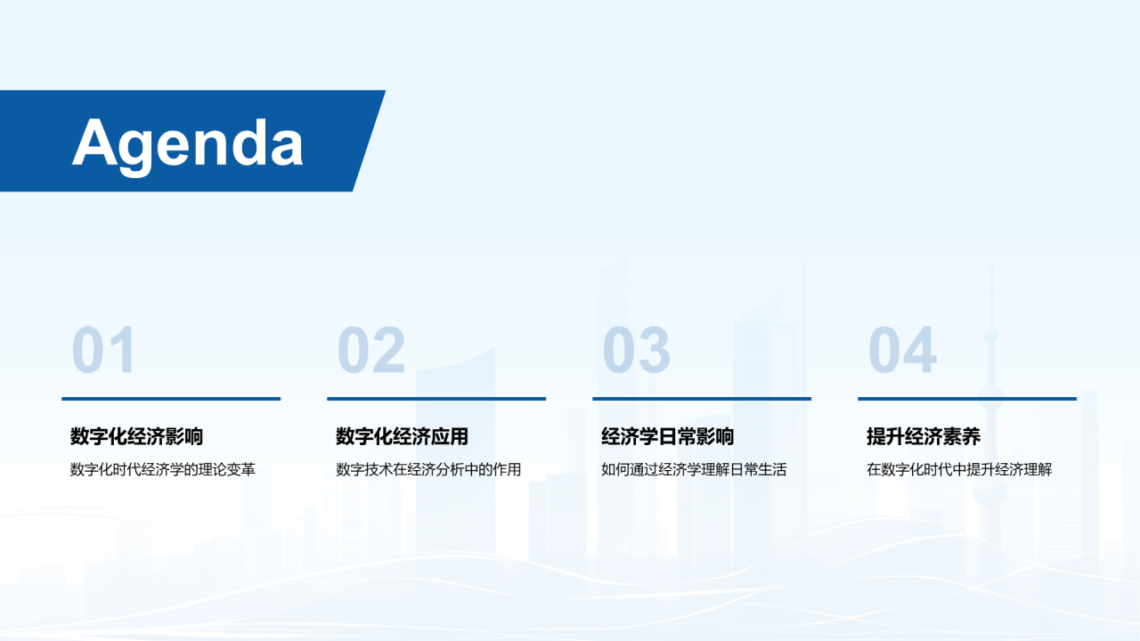 蓝色商务现代数字化经济解读PPT模板